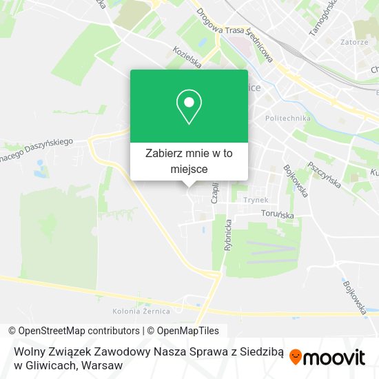 Mapa Wolny Związek Zawodowy Nasza Sprawa z Siedzibą w Gliwicach