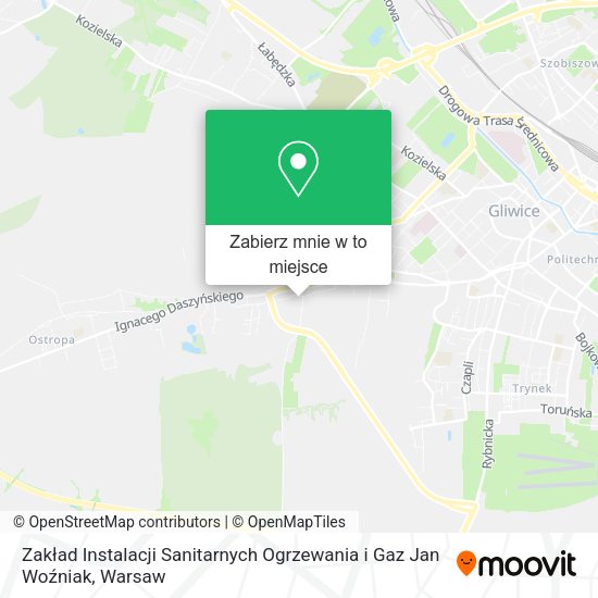 Mapa Zakład Instalacji Sanitarnych Ogrzewania i Gaz Jan Woźniak