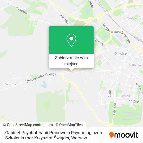 Mapa Gabinet Psychoterapii Pracownia Psychologiczna Szkolenia mgr Krzysztof Świąder