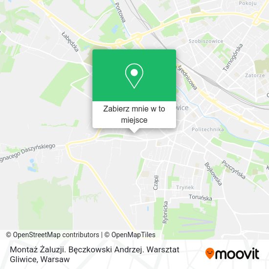 Mapa Montaż Żaluzji. Bęczkowski Andrzej. Warsztat Gliwice