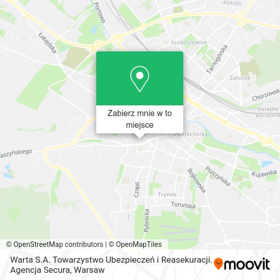 Mapa Warta S.A. Towarzystwo Ubezpieczeń i Reasekuracji. Agencja Secura