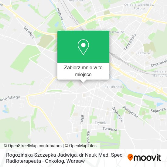 Mapa Rogozińska-Szczepka Jadwiga, dr Nauk Med. Spec. Radioterapeuta - Onkolog