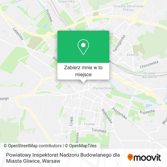 Mapa Powiatowy Inspektorat Nadzoru Budowlanego dla Miasta Gliwice