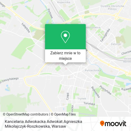 Mapa Kancelaria Adwokacka Adwokat Agnieszka Mikołajczyk-Roszkowska