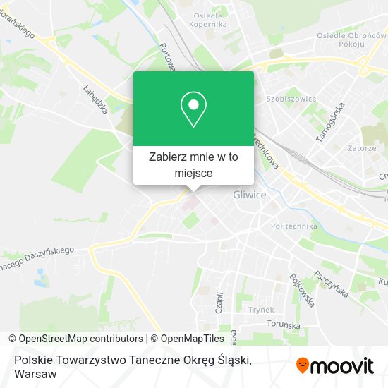 Mapa Polskie Towarzystwo Taneczne Okręg Śląski