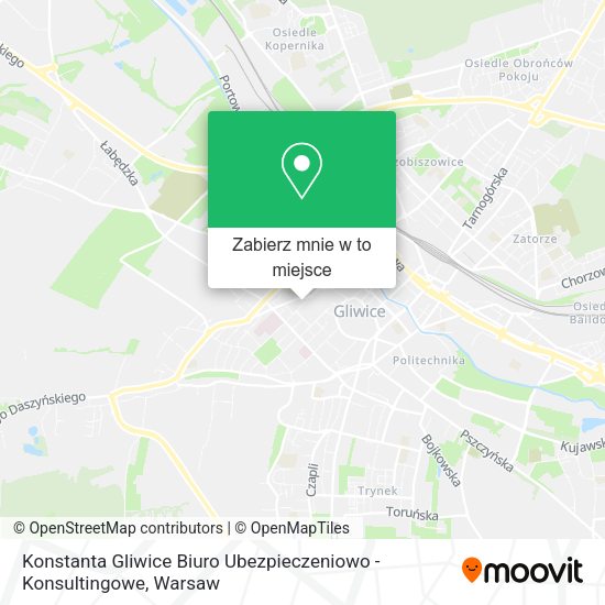 Mapa Konstanta Gliwice Biuro Ubezpieczeniowo - Konsultingowe