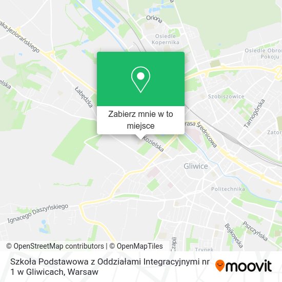 Mapa Szkoła Podstawowa z Oddziałami Integracyjnymi nr 1 w Gliwicach