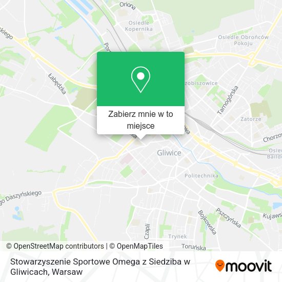 Mapa Stowarzyszenie Sportowe Omega z Siedziba w Gliwicach