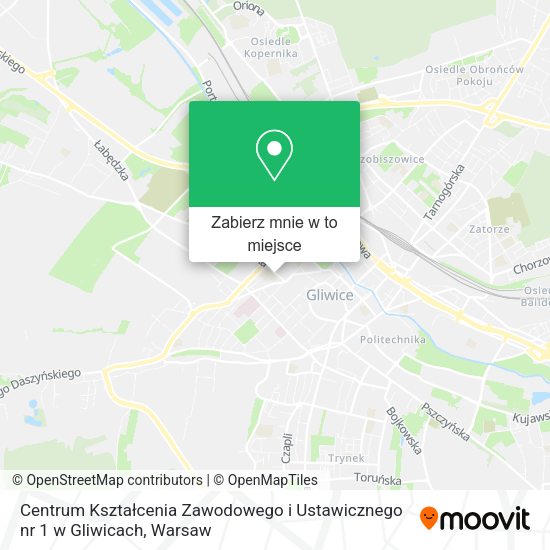 Mapa Centrum Kształcenia Zawodowego i Ustawicznego nr 1 w Gliwicach