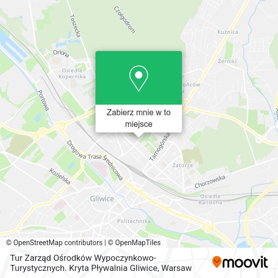 Mapa Tur Zarząd Ośrodków Wypoczynkowo-Turystycznych. Kryta Pływalnia Gliwice