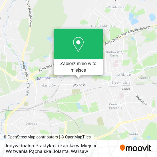 Mapa Indywidualna Praktyka Lekarska w Miejscu Wezwania Pąchalska Jolanta