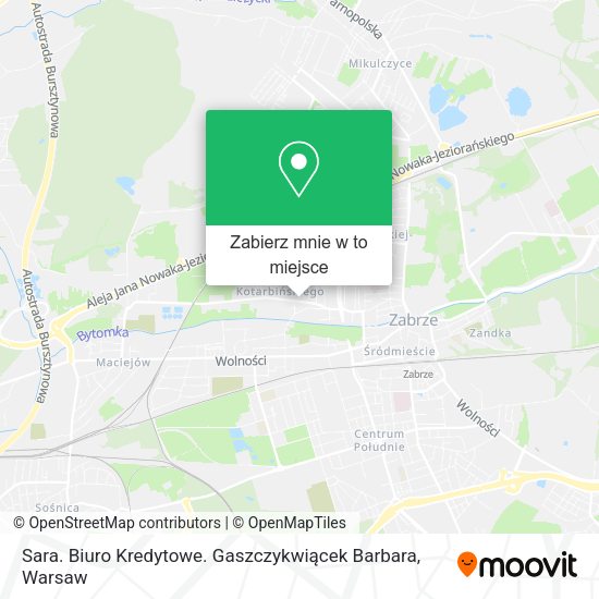 Mapa Sara. Biuro Kredytowe. Gaszczykwiącek Barbara