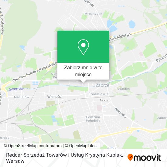 Mapa Redcar Sprzedaż Towarów i Usług Krystyna Kubiak