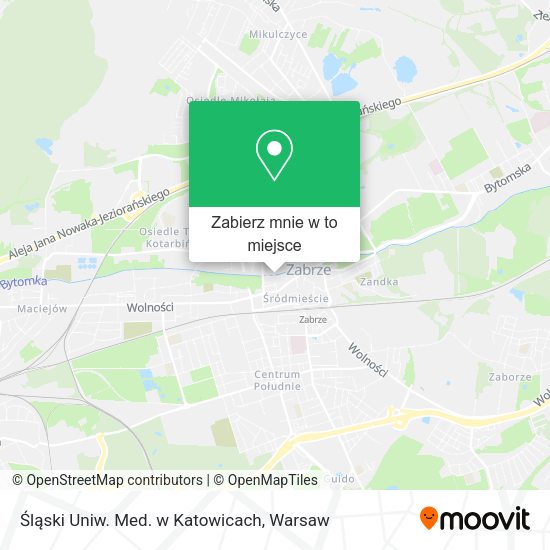 Mapa Śląski Uniw. Med. w Katowicach