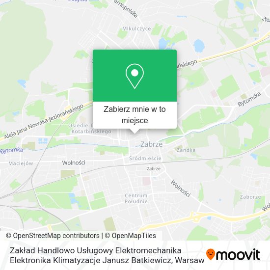 Mapa Zakład Handlowo Usługowy Elektromechanika Elektronika Klimatyzacje Janusz Batkiewicz