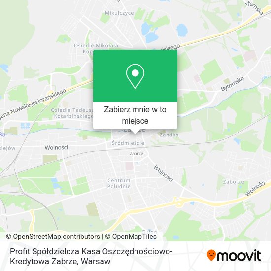 Mapa Profit Spółdzielcza Kasa Oszczędnościowo-Kredytowa Zabrze