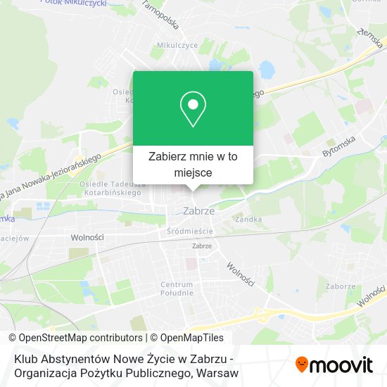 Mapa Klub Abstynentów Nowe Życie w Zabrzu - Organizacja Pożytku Publicznego