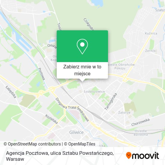 Mapa Agencja Pocztowa, ulica Sztabu Powstańczego