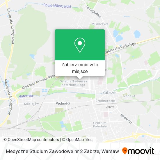 Mapa Medyczne Studium Zawodowe nr 2 Zabrze