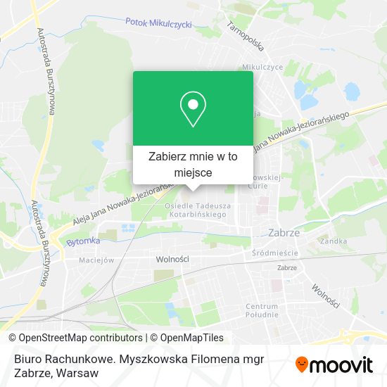 Mapa Biuro Rachunkowe. Myszkowska Filomena mgr Zabrze