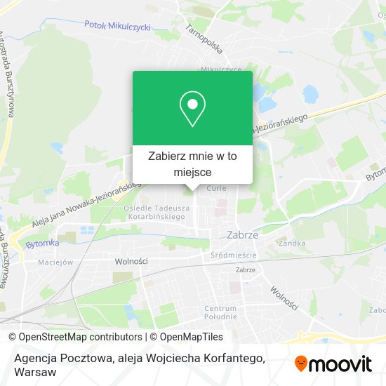 Mapa Agencja Pocztowa, aleja Wojciecha Korfantego