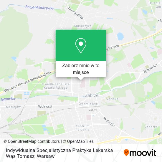 Mapa Indywidualna Specjalistyczna Praktyka Lekarska Wąs Tomasz