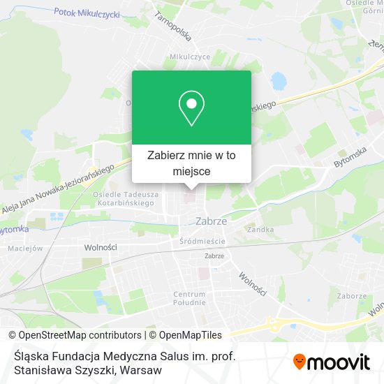 Mapa Śląska Fundacja Medyczna Salus im. prof. Stanisława Szyszki