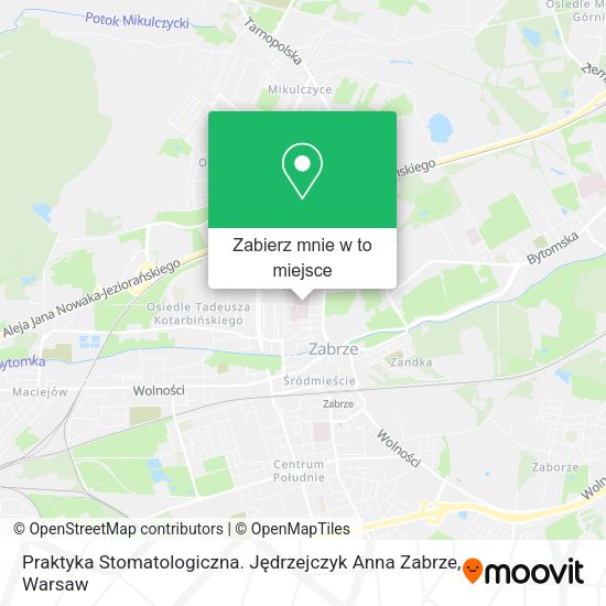 Mapa Praktyka Stomatologiczna. Jędrzejczyk Anna Zabrze