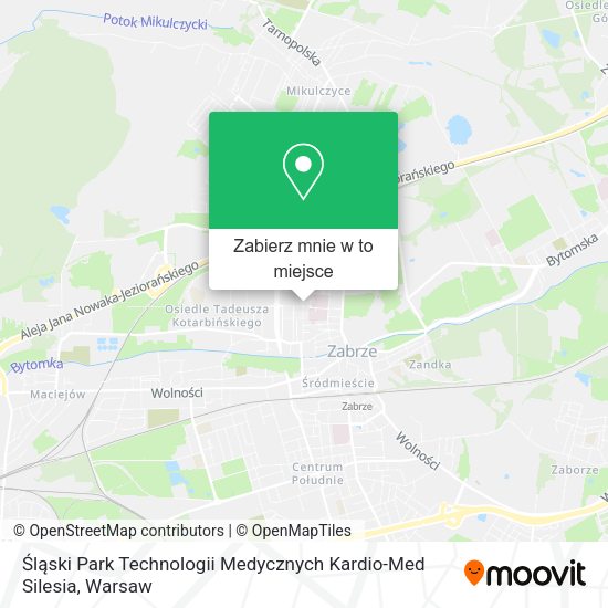 Mapa Śląski Park Technologii Medycznych Kardio-Med Silesia