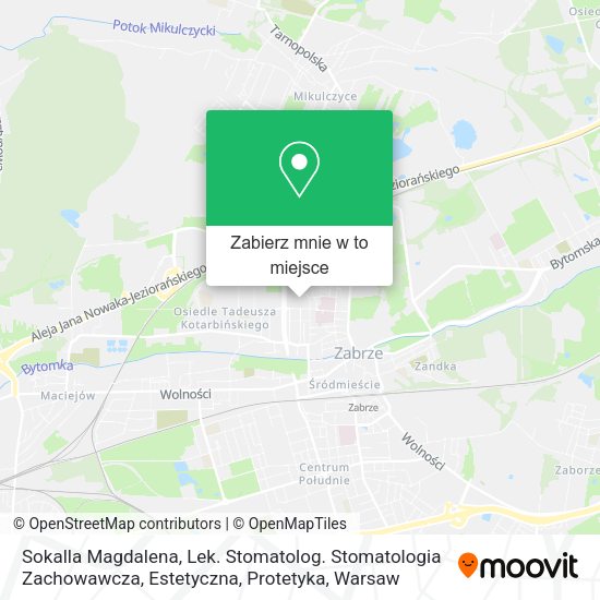 Mapa Sokalla Magdalena, Lek. Stomatolog. Stomatologia Zachowawcza, Estetyczna, Protetyka