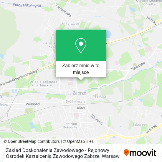 Mapa Zakład Doskonalenia Zawodowego - Rejonowy Ośrodek Kształcenia Zawodowego Zabrze