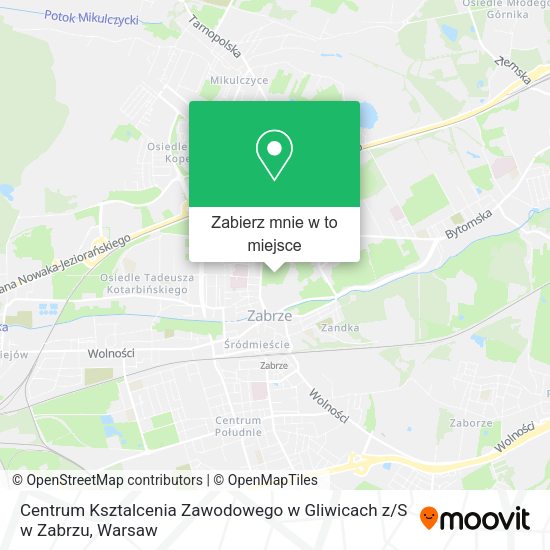 Mapa Centrum Ksztalcenia Zawodowego w Gliwicach z / S w Zabrzu