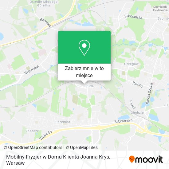 Mapa Mobilny Fryzjer w Domu Klienta Joanna Krys