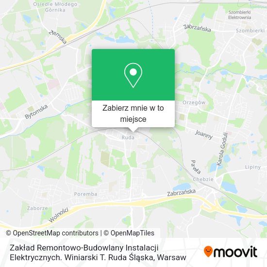 Mapa Zakład Remontowo-Budowlany Instalacji Elektrycznych. Winiarski T. Ruda Śląska