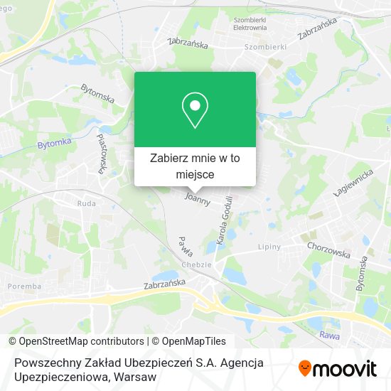 Mapa Powszechny Zakład Ubezpieczeń S.A. Agencja Upezpieczeniowa