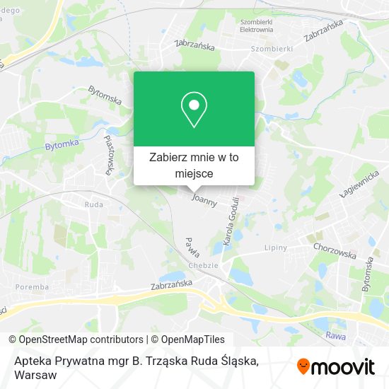 Mapa Apteka Prywatna mgr B. Trząska Ruda Śląska