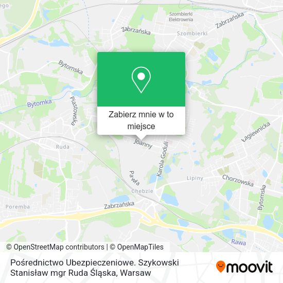 Mapa Pośrednictwo Ubezpieczeniowe. Szykowski Stanisław mgr Ruda Śląska