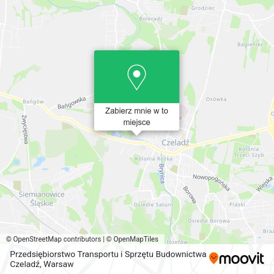 Mapa Przedsiębiorstwo Transportu i Sprzętu Budownictwa Czeladź