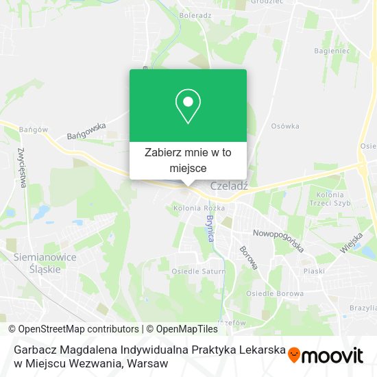 Mapa Garbacz Magdalena Indywidualna Praktyka Lekarska w Miejscu Wezwania