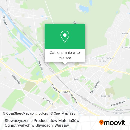 Mapa Stowarzyszenie Producentów Materia3ów Ogniotrwałych w Gliwicach