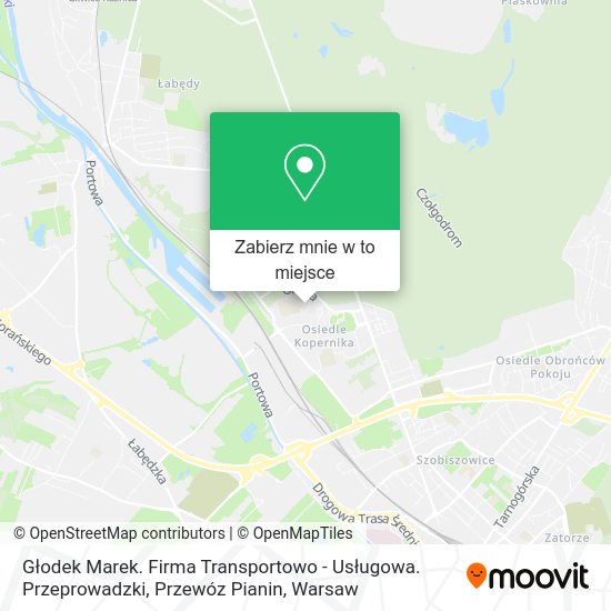 Mapa Głodek Marek. Firma Transportowo - Usługowa. Przeprowadzki, Przewóz Pianin