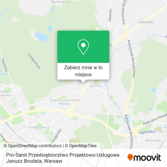 Mapa Pro-Sanit Przedsiębiorstwo Projektowo-Usługowe Janusz Brodala