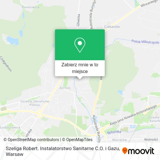 Mapa Szeliga Robert. Instalatorstwo Sanitarne C.O. i Gazu