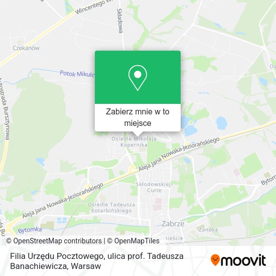 Mapa Filia Urzędu Pocztowego, ulica prof. Tadeusza Banachiewicza