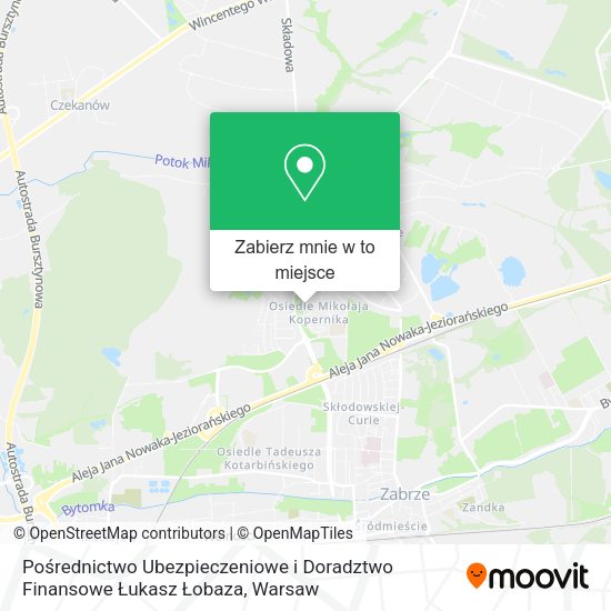 Mapa Pośrednictwo Ubezpieczeniowe i Doradztwo Finansowe Łukasz Łobaza