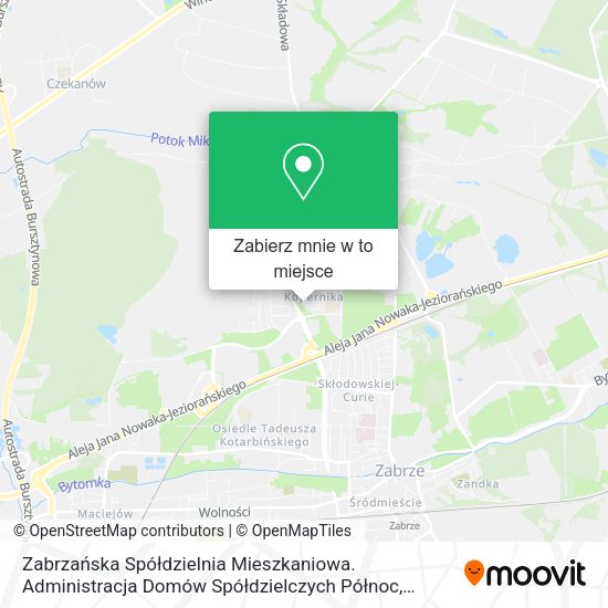 Mapa Zabrzańska Spółdzielnia Mieszkaniowa. Administracja Domów Spółdzielczych Północ