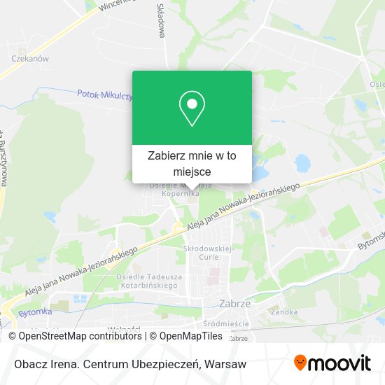 Mapa Obacz Irena. Centrum Ubezpieczeń