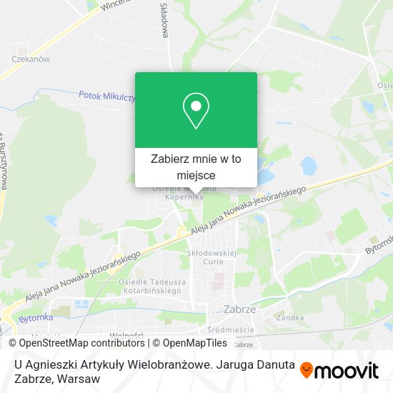 Mapa U Agnieszki Artykuły Wielobranżowe. Jaruga Danuta Zabrze