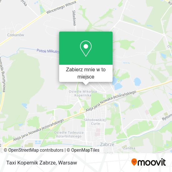 Mapa Taxi Kopernik Zabrze