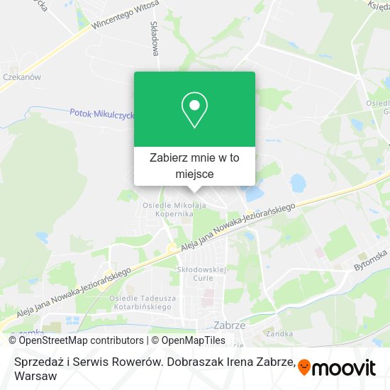 Mapa Sprzedaż i Serwis Rowerów. Dobraszak Irena Zabrze